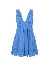 Dresses Juliet Dunn V Neck Midi Dress With Scallop Embroidery Ocean Blue Apoella