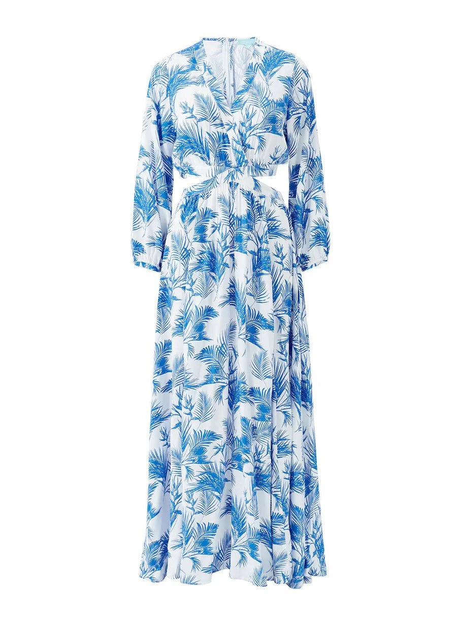 Anastasia Cut Out Long Dress Palm Blue – APOELLA