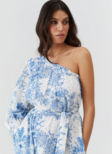 Dresses Melissa Odabash Autumn One Shoulder Long Dress Coastal Navy Apoella