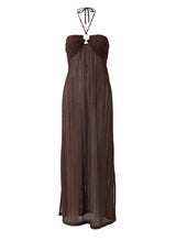 Dresses Melissa Odabash Harriet Halter Knit Long Dress Brown Apoella