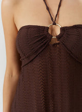 Dresses Melissa Odabash Harriet Halter Knit Long Dress Brown Apoella