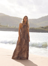 Dresses Melissa Odabash Sage Halter Long Dress Cheetah Apoella
