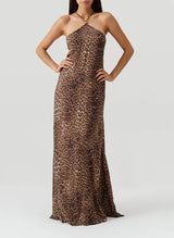 Dresses Melissa Odabash Sage Halter Long Dress Cheetah Apoella