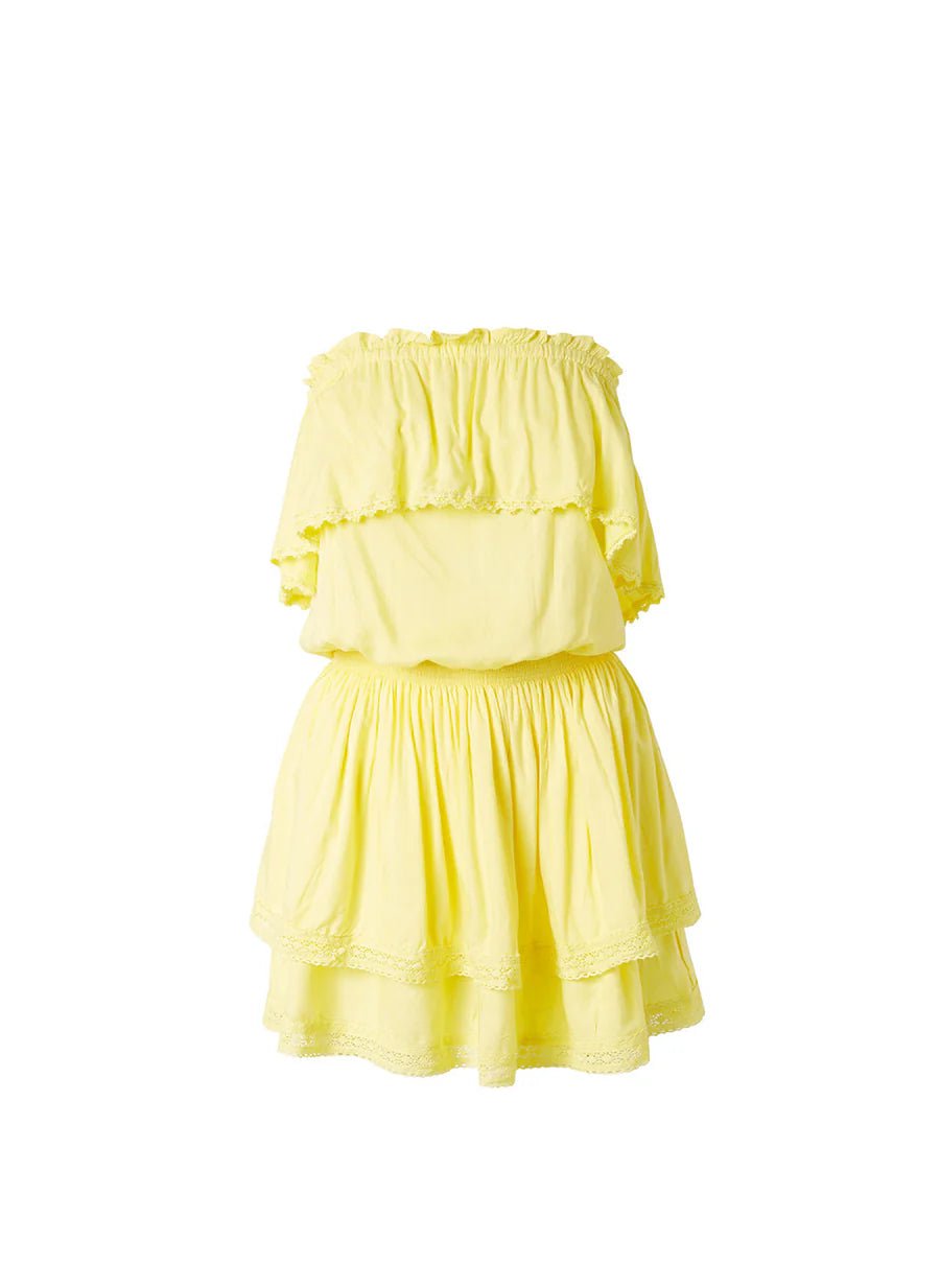 sama mini dress yellow Salma Embroidered Bandeau Short Dress Yellow – APOELLA
