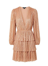 Dresses Sabina Musayev Mina Long Sleeve Short Dress Peach Metallic Apoella