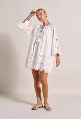 Dresses Scarlett Poppies Flamingo Oasis Embroidered Short Dress Antique White Apoella