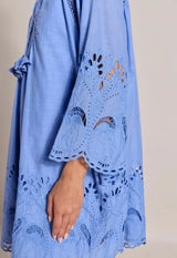 Dresses Scarlett Poppies Flamingo Oasis Embroidered Short Dress Milky Blue Apoella