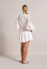 Dresses Scarlett Poppies Lucy Embroidered Belted Short Dress Crispy White Apoella