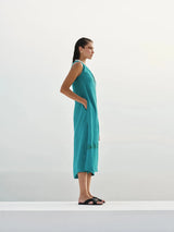 Dresses Zeus n Dione Eretria Halter Mini Linen Dress Petrol Apoella