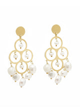 Earrings Antonia Karra Angelina Chandelier Earrings Pearl Gold Plated O/S Apoella