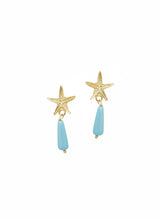Earrings Antonia Karra Starfish Earrings Turquoise Stones Gold Plated O/S Apoella