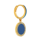 Earrings Ileana Makri Neon Blue Crystal Hoops Blue Enamel Gold Plated O/S Apoella