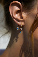 Earrings Ileana Makri Trippy Dangling Dot Eye Midi Hoops Zircon Gold Plated O/S Apoella