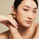 Love Heart Zircon Eye Slim Hoops Large Blue Eye