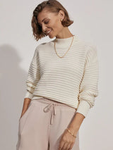 - Franco Knit Crew Sweater Egret Apoella