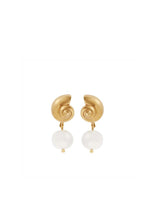Ileana Makri Nautilus Shell Pearl Studs Gold Plated O/S Apoella