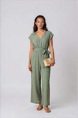 Jumpsuit APLA Iota Crinkled Belted Jumpsuit Green Apoella
