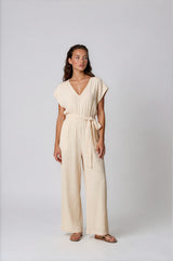 Jumpsuit APLA Iota Crinkled Belted Jumpsuit Off White Apoella
