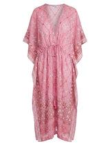 Kimono Juliet Dunn Kimono In Mosaic Print With Mirror Embroidery Candy ONE SIZE / Pink Apoella