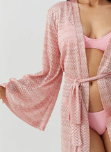 Kimono Melissa Odabash Anna Belted Knit Short Kimono Rose Apoella