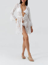 Kimono Melissa Odabash Naia Short Lace Kimono White Apoella