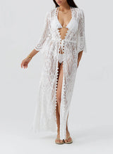 Kimono Melissa Odabash Nellie Long Lace Kimono White Apoella
