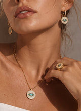 Necklaces ASTRA Round Evil Eye Chain Necklace Gold-White-Green-Sky O/S Apoella