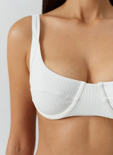Noto Cup Bikini Top Cream Ribbed