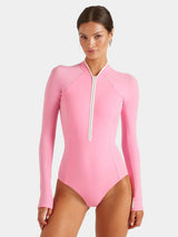 One-Piece Hunza G Tyra Zipper Surfsuit Upf 50+ Bubblegum Apoella