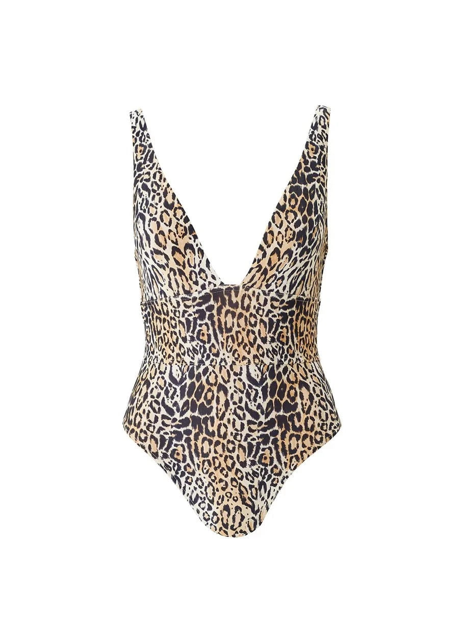 Caribbean V Neck One Piece Cheetah – APOELLA