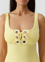 One-Piece Melissa Odabash London Lace Up One Piece Yellow Apoella