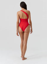 One-Piece Melissa Odabash Polynesia One Shoulder Ruched One Piece Red Apoella