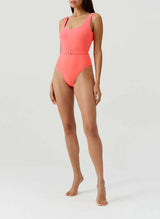 One-Piece Melissa Odabash Rio Belted One Piece Apricot Ribbed Apoella