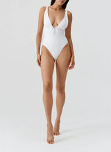One-Piece Melissa Odabash Tortuga Lace Up One Piece White Apoella