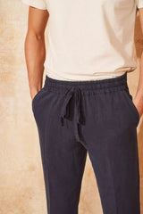 Pants Apnée Linen / Tencel Trousers Blue Apoella