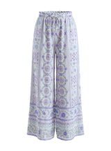 Pants Juliet Dunn Palazzo Pants In Mexican Print With Mirror Embro White/Blue 1 / White Blue Apoella