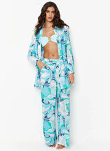 Pants Melissa Odabash Olivia Elastic Waist Straight Leg Pants Bloom Apoella