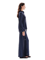 Pants Zeus n Dione Alcestes Textured Silk Wide Leg Pants Navy Blue Apoella