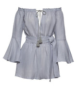 Playsuit Apoella Electra Linen Off Shoulder Playsuit Grey Apoella