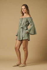 Playsuit Apoella Electra Linen Off Shoulder Playsuit Khaki Apoella