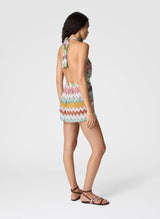 Playsuit Missoni Halter Short Jumpsuit in Lamé Viscose with Macro Zigzag Pattern Apoella