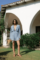 Playsuit Sabina Musayev Myla Longsleeve Ruffled Playsuit Aqua / XS Apoella