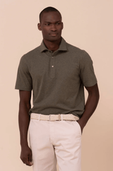 Polos Fedeli Tre Jersey Melange Polo Short Sleeve Cotton Olive Green Apoella