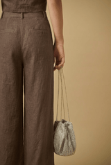 Pouches APOELLA Naxos Raffia Straw Mini Shoulder Pouch Silver O/S Apoella