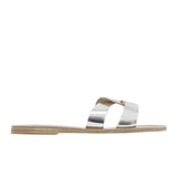 Sandals Ancient Greek Sandals Desmos Leather Slide Sandals Silver Apoella