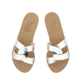 Sandals Ancient Greek Sandals Desmos Leather Slide Sandals Silver Apoella