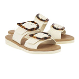 Sandals Ancient Greek Sandals Iaso Buckle Slide Sandals Off White/Tortoiseshell Apoella