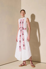 Shirtdress Ancient Kallos Astypalaia Embroidered Shirtdress White/Rasberry Apoella