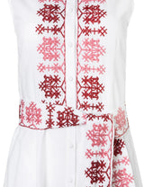Shirtdress Ancient Kallos Astypalaia Embroidered Shirtdress White/Rasberry Apoella