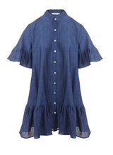 Shirtdress Apoella Chara Ruffle Shirtdress Denim Apoella